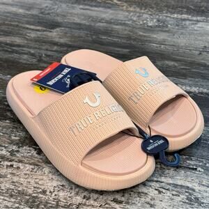 True Religion Women's Meg Slip On Slides Nude Size 9 NWT